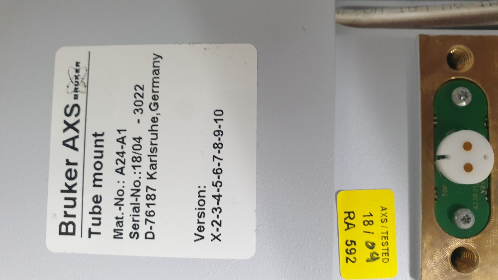 Bruker AXS Tube Mount Assembly – Model Tube Mount – P/N A24-A1 – NEW