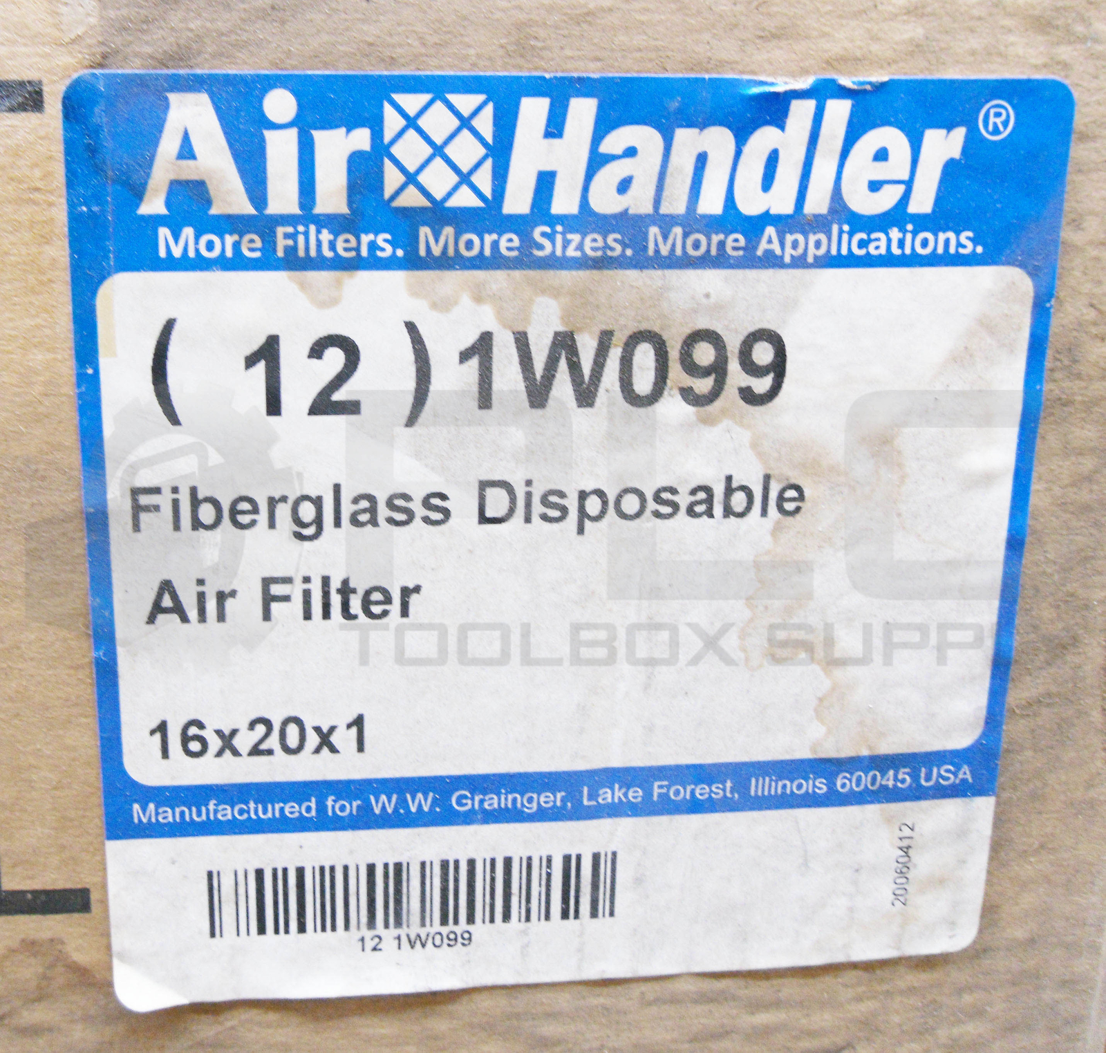 NEW BOX OF 12 AIR HANDLER 1W099 AIR FILTERS 16X20X1 *READ*