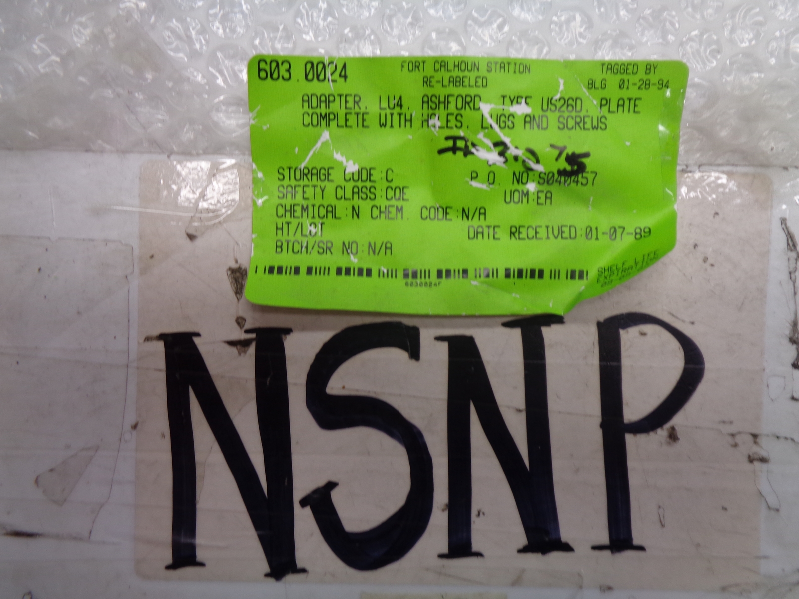 INDUSTRIAL SPARE TYPE US26D ADAPTER KIT NSNP