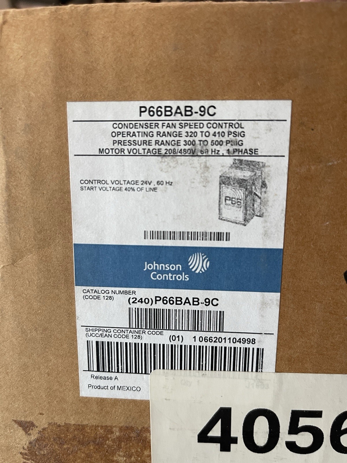 P66BAB-9C Johnson Controls P66 Series Electronic Fan Speed Control New