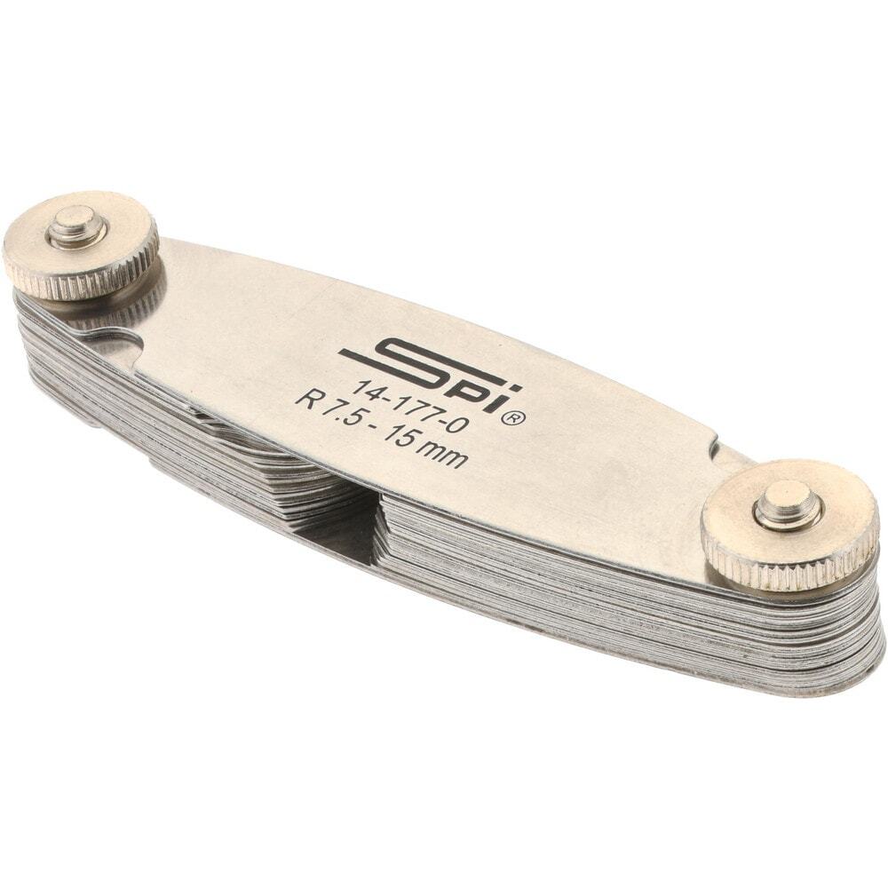 SPI 14-177-0 Metric Radius Gage Set: 32 Leaf, 0.5 mm Grad, 7.5 – 15 mm Range