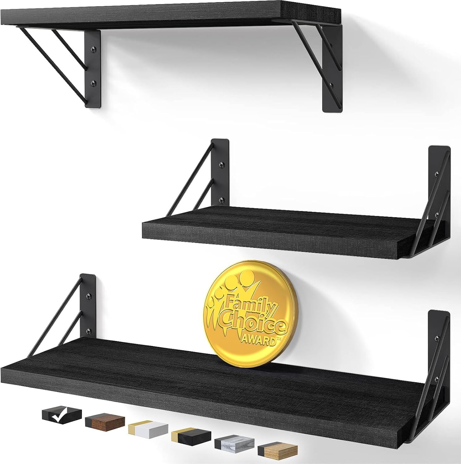 Floating Wall Shelves Wall Mounted Rustic Wood Floating Storage Shelves Set of 3