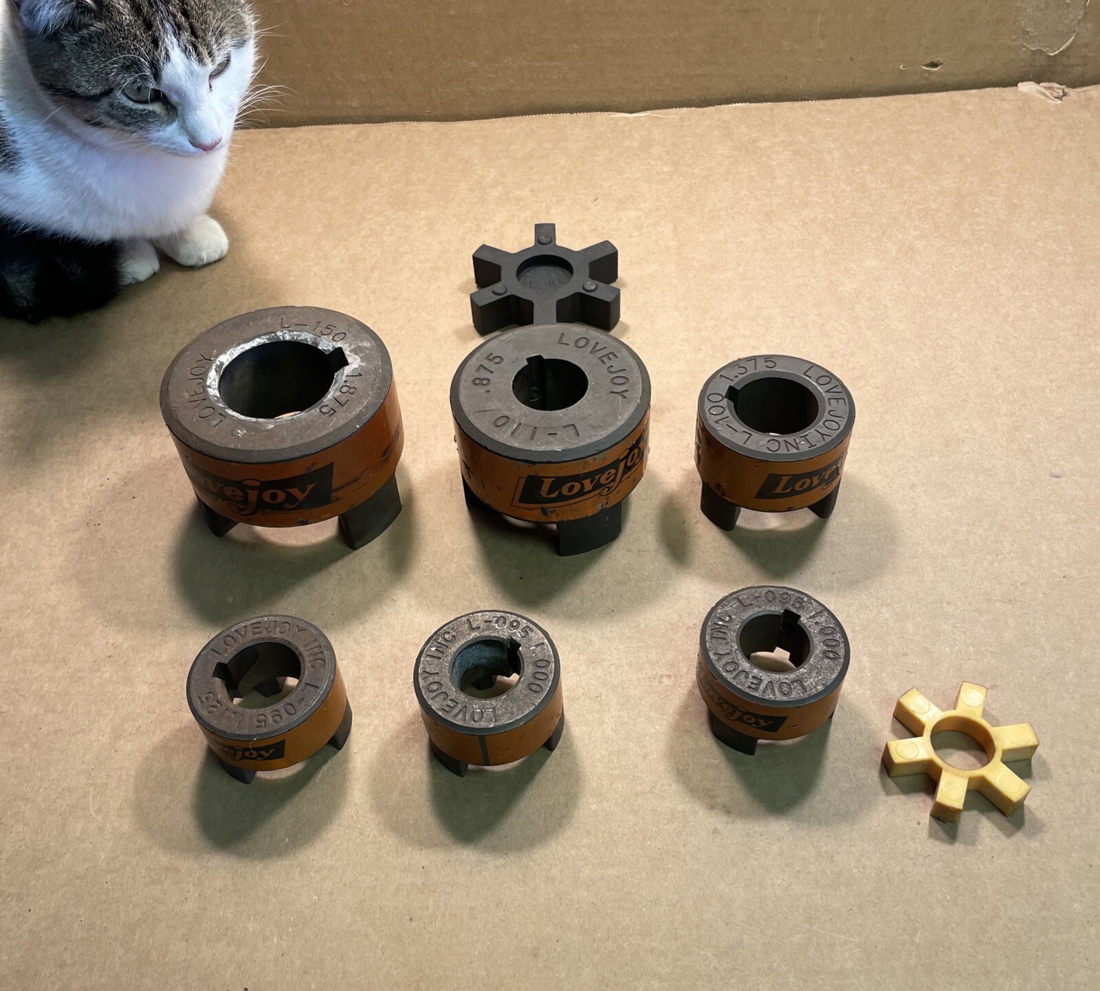 Lot of 6: LOVEJOY L Couplings L-150 L-110 L-100 L-095 JAW COUPLING