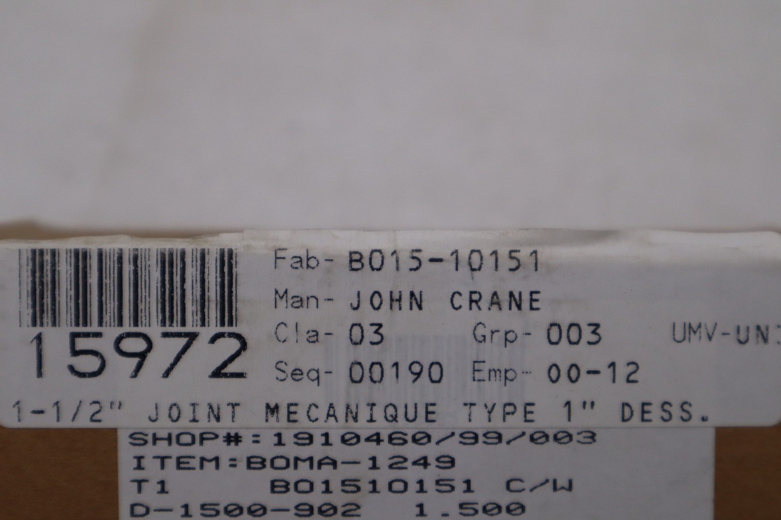 JOHN CRANE FSD-3000 D-1500-902 1-1/2″ TYPE 1 – NEW IN BOX – STOCK GF482A