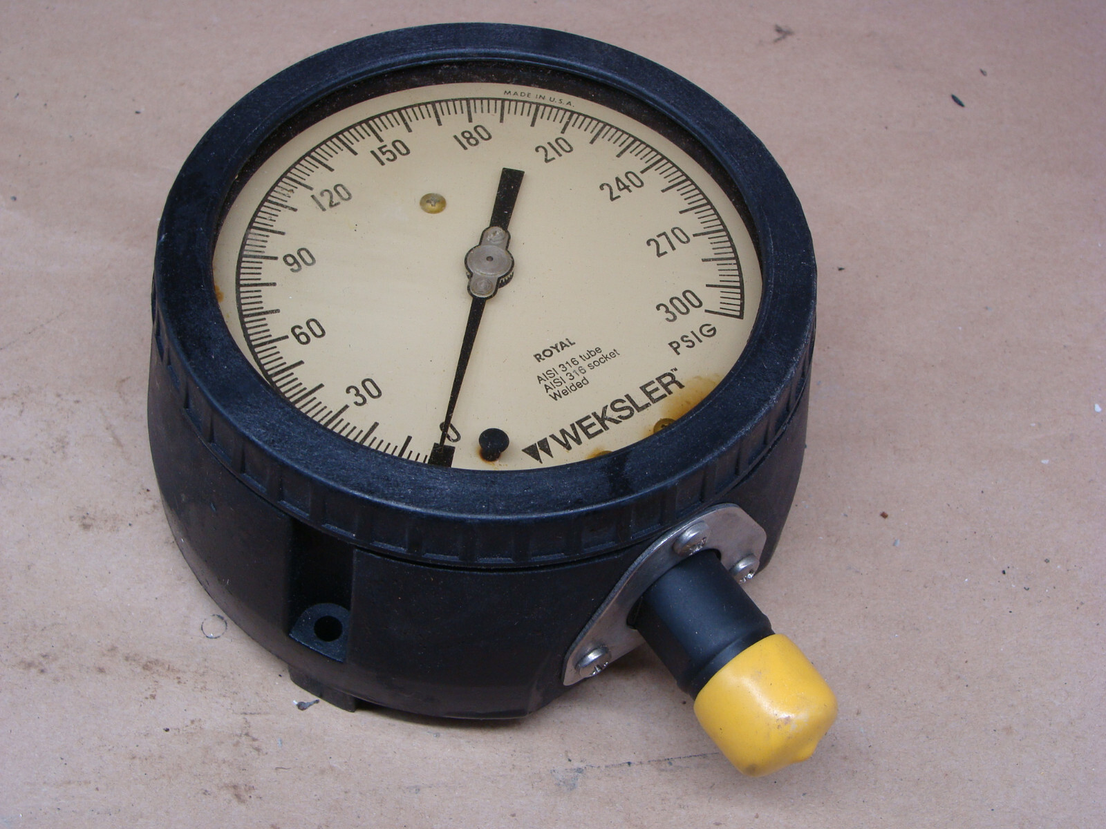 WEKSLER ROYAL AISI 316 TUBE / SOCKET GAUGE 0-300 PSIG