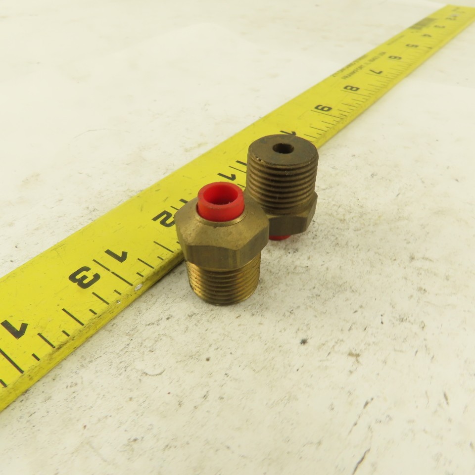 3/8″ NPT x 1/4″ Nylon Push To Connect Brass Straight Connector Lot Of 2