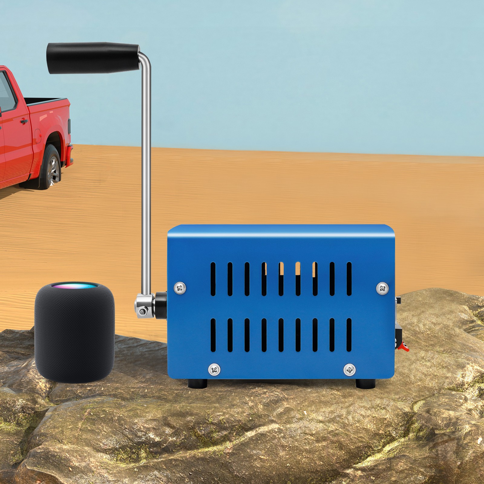 20W Portable Hand Crank USB Power Generator Charger Camping Power Supply Small
