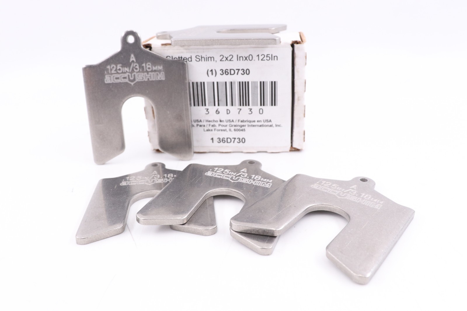 QTY. 5 ACCUSHIM 36D730 2″ X 2″ X .125″ SLOTTED SHIM