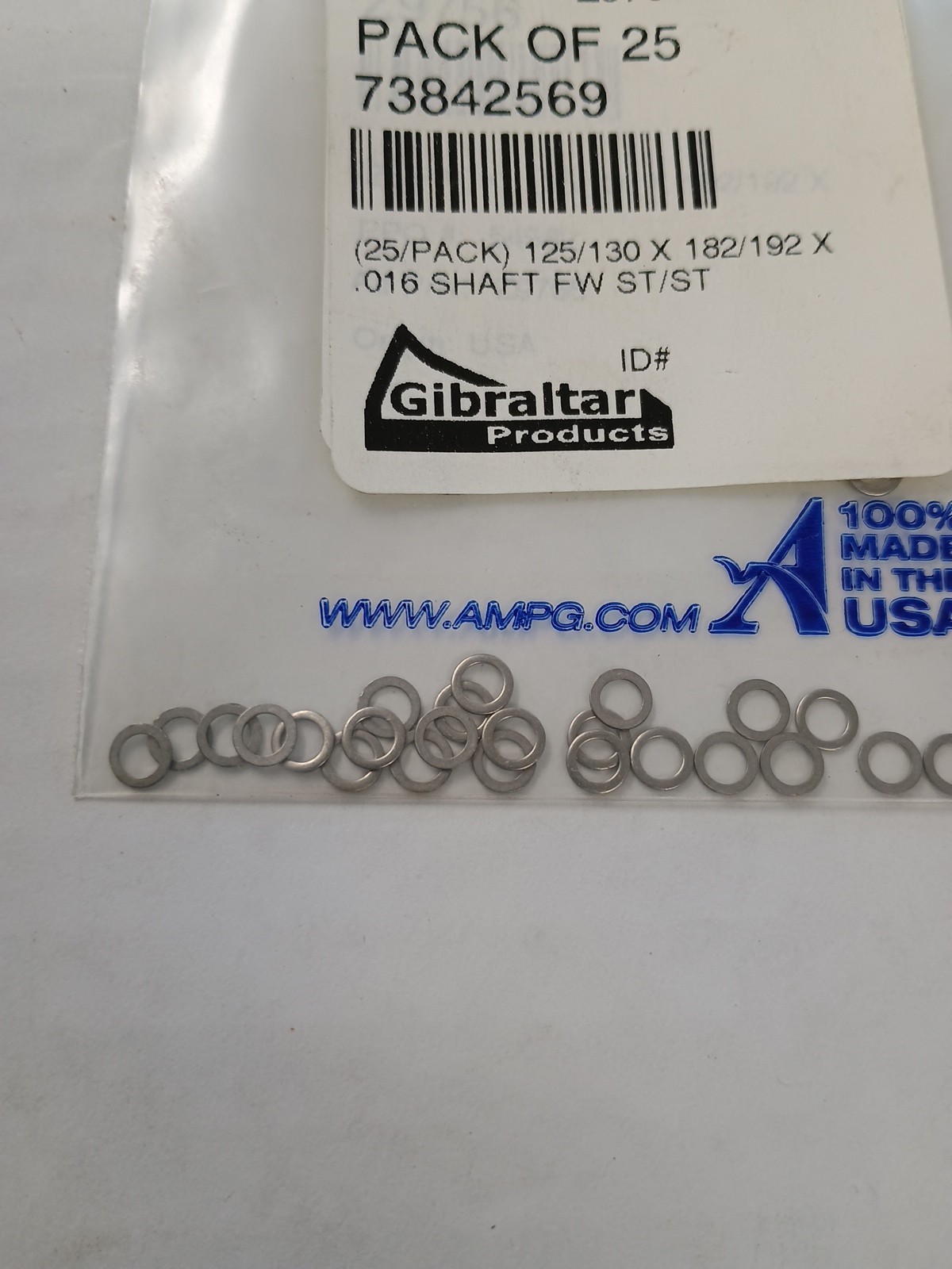 Gibraltar Round Shim .125 + .005/- 0 ID x 178 + 0/-0.005 OD x .007 THK – .0005″
