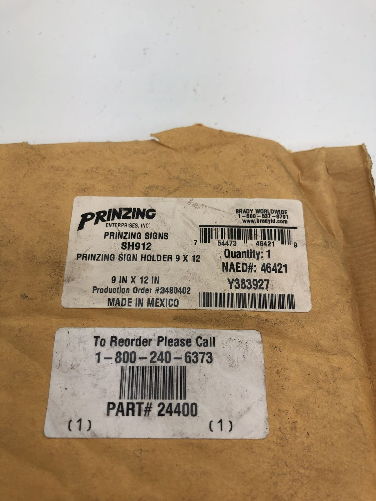 (Qty.4) BRADY PRINZING SH912 SIGN HOLDER, 12 IN W X 9 IN H