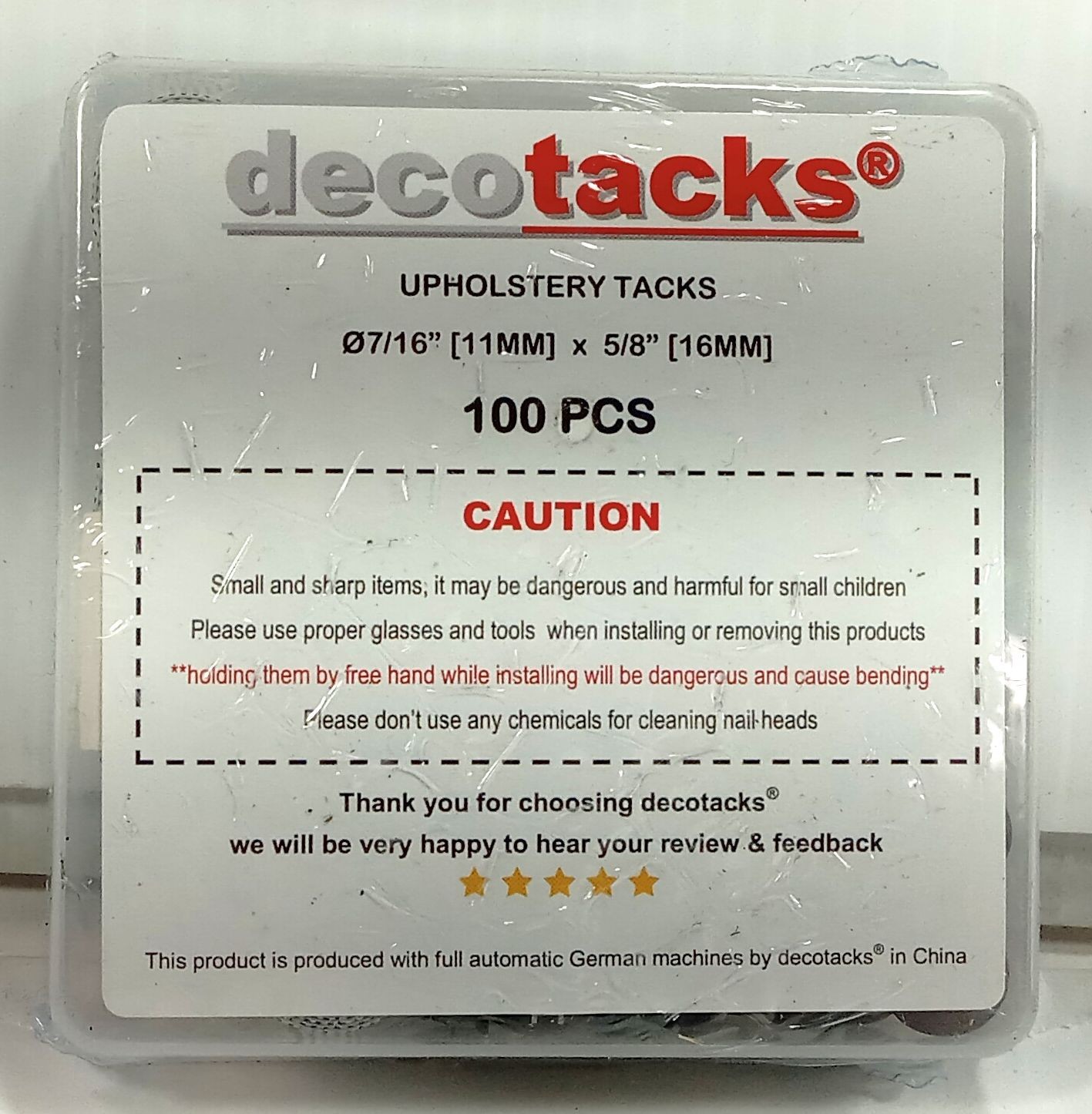100 NEW DECOTACKS 7/16X5/8 11X16 ANTIQUE BRASS UPHOLSTERY TACKS NIB *MAKE OFFER*