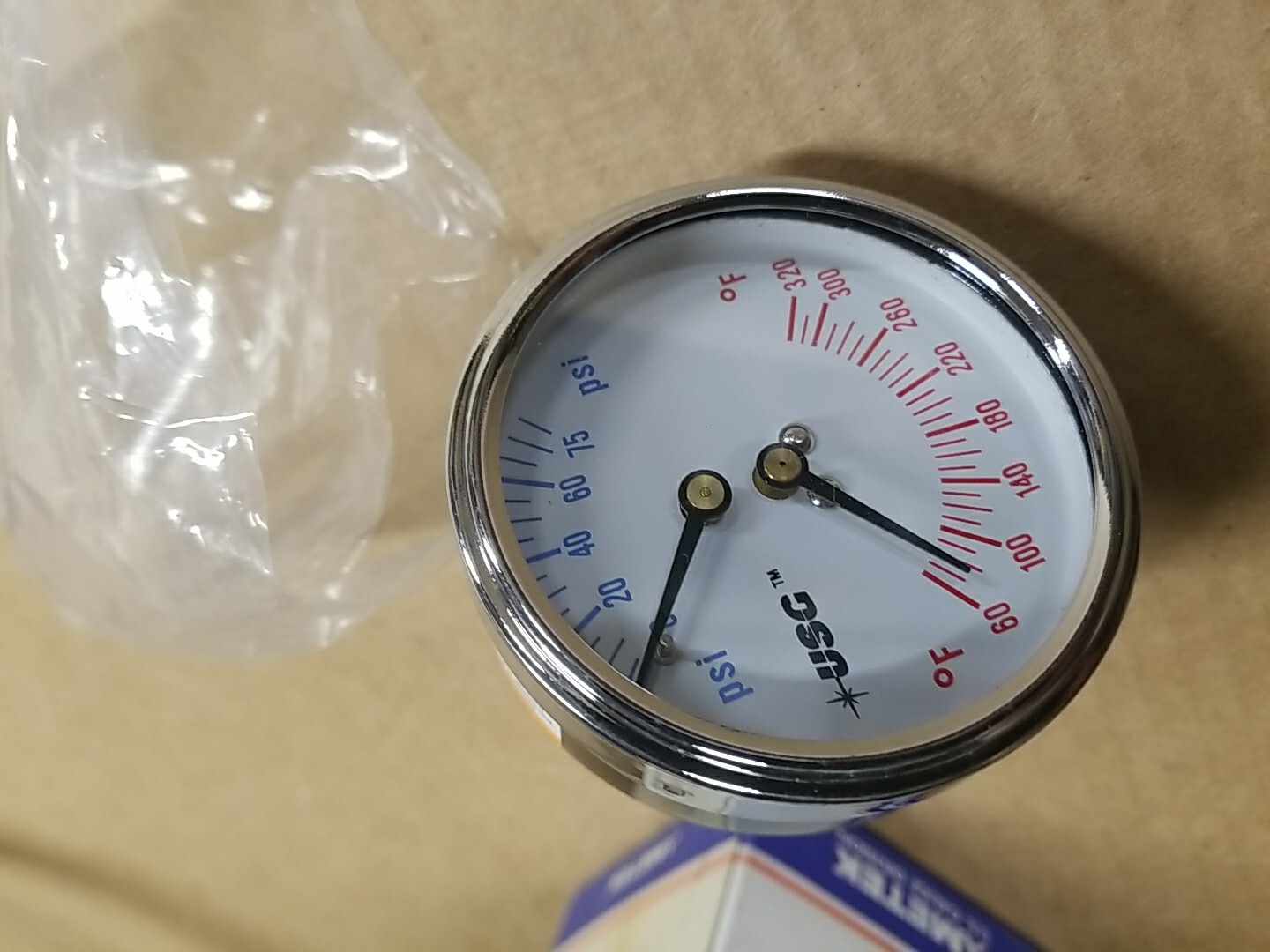 Ametek 1088 K Gauge 0-75 Psi 60-320 Degrees F. Nib