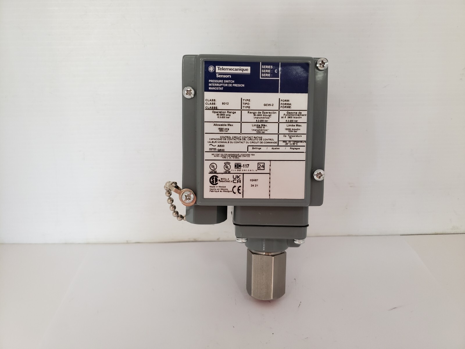 TELEMECANIQUE 9012 GCW-2 PRESSURE SWITCH SPDT SERIES C NNB