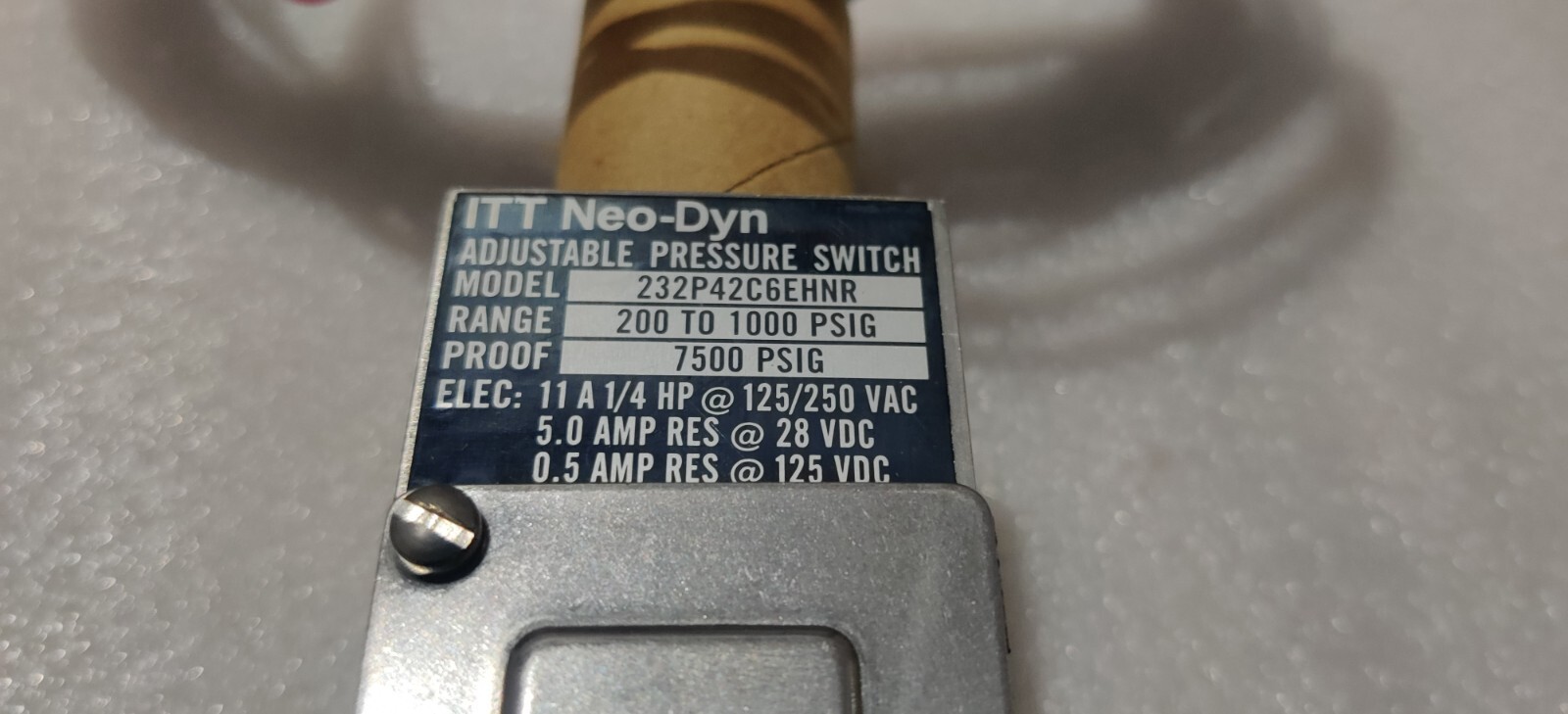 ITT NEO-DYN MODEL NO : 232P42C6EHNR ADJUSTABLE PRESSURE SWITCH