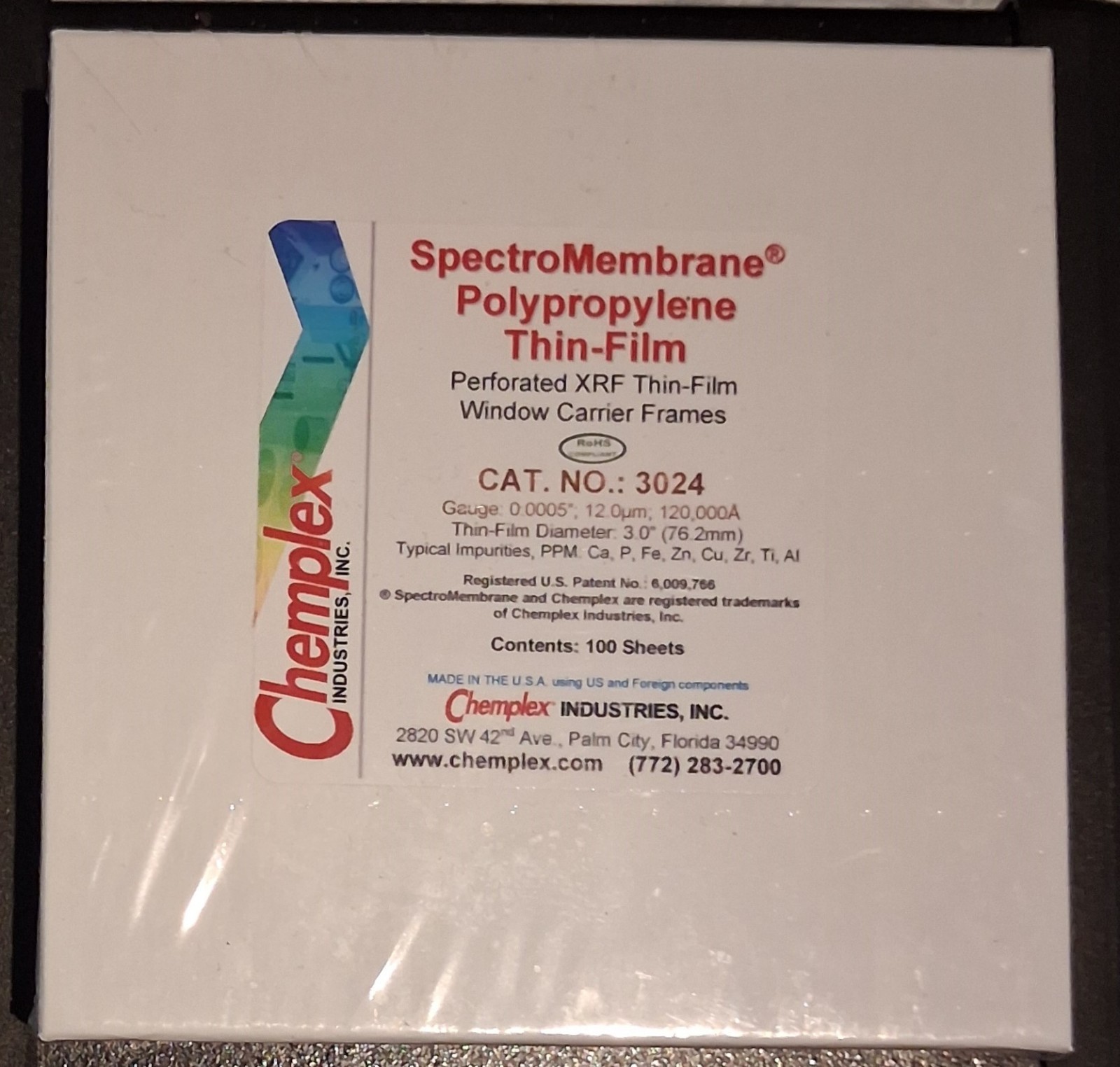 Chemplex Spectro Membrane Poly Film No.3024 XRF 100/Pack (Free Shipping-US only)