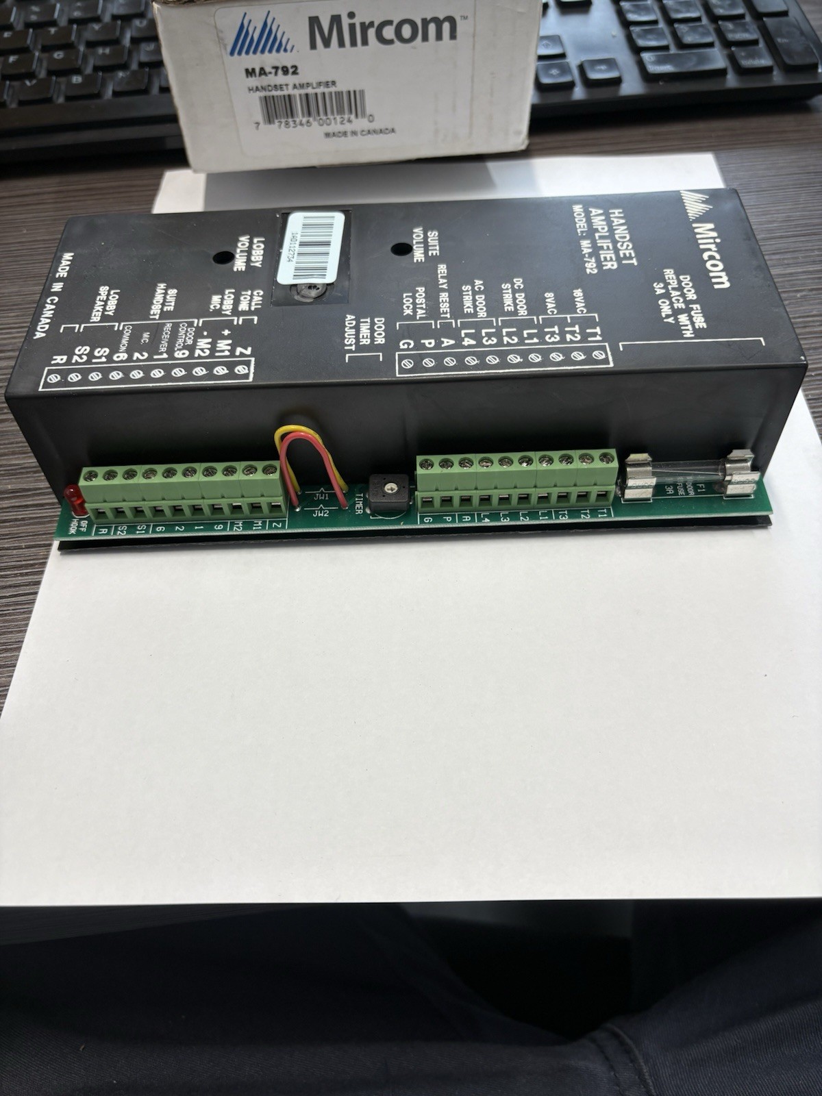 Mircom MA-792 HANDSET Apartment Intercom Amplifier LIKE NEW