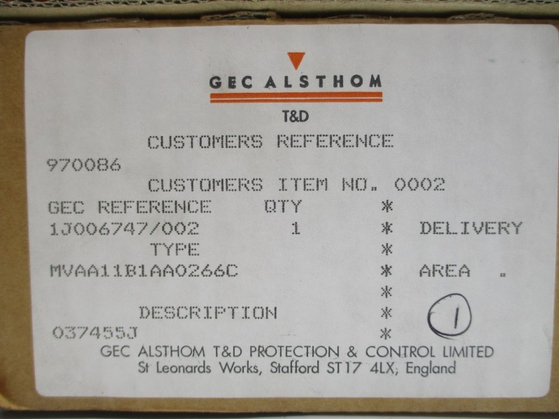 GEC ALSTHOM MVAA11B1AA0266C 30/34V NSMP