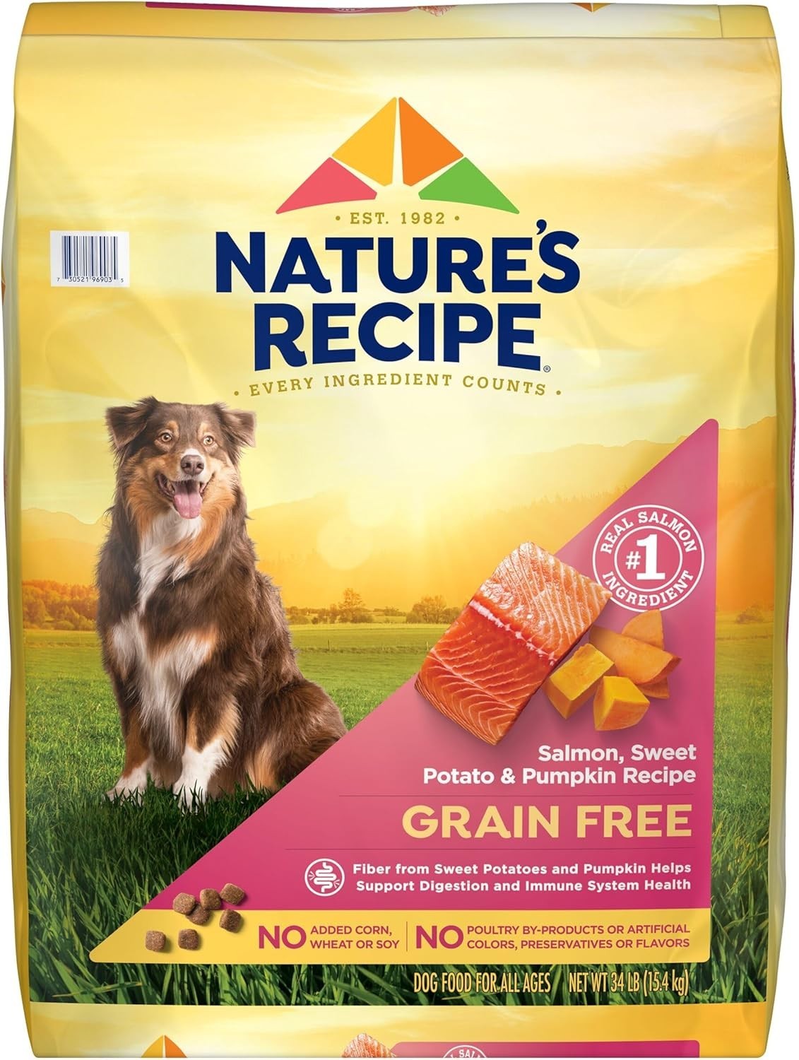 Nature’s Recipe All Life Stage Dog Food -Salmon, Sweet Potato & Pumpkin – 34 lb