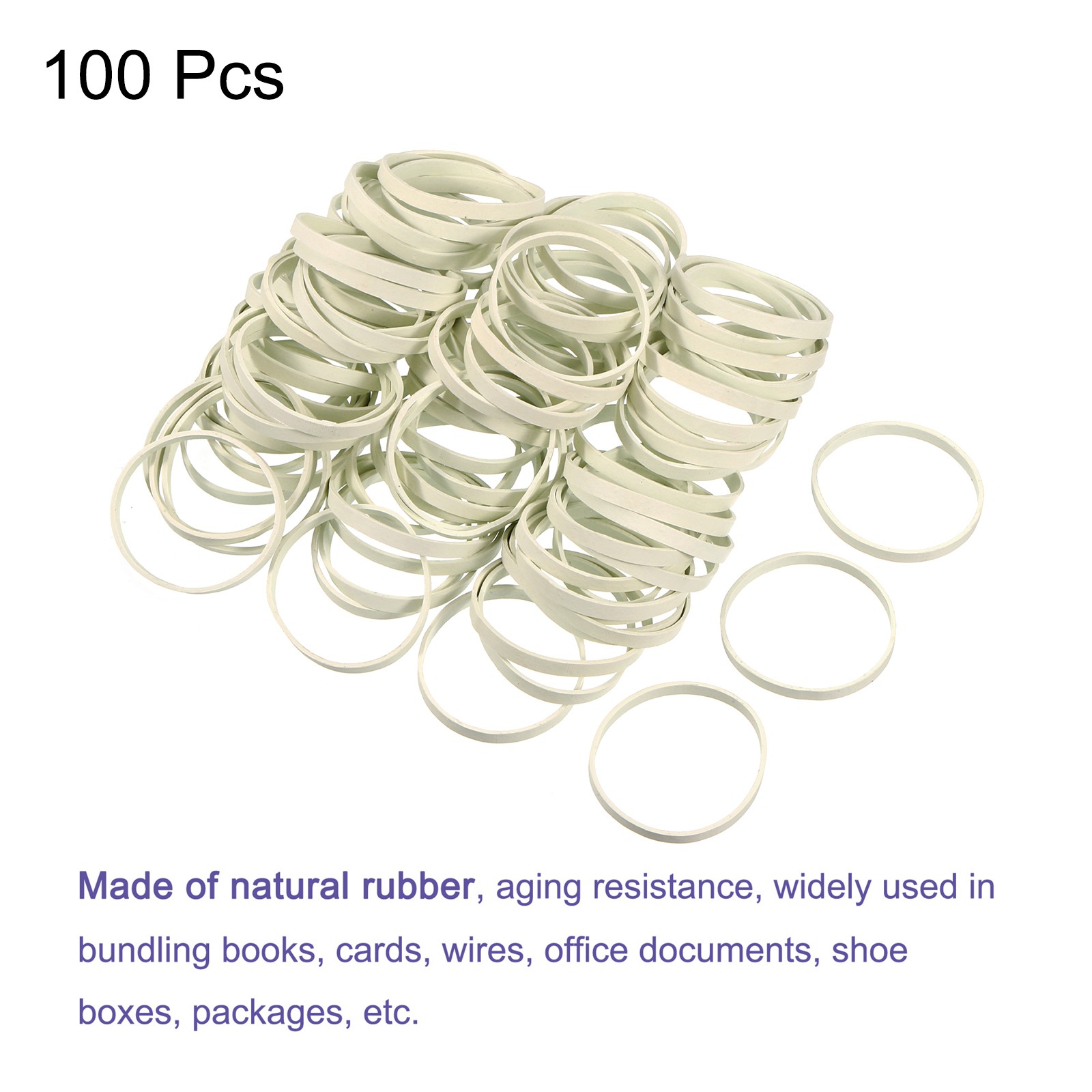 100 Pack Rubber Band Stretchable Elastic Band White 50mm x 5mm Hair Rubber Bands