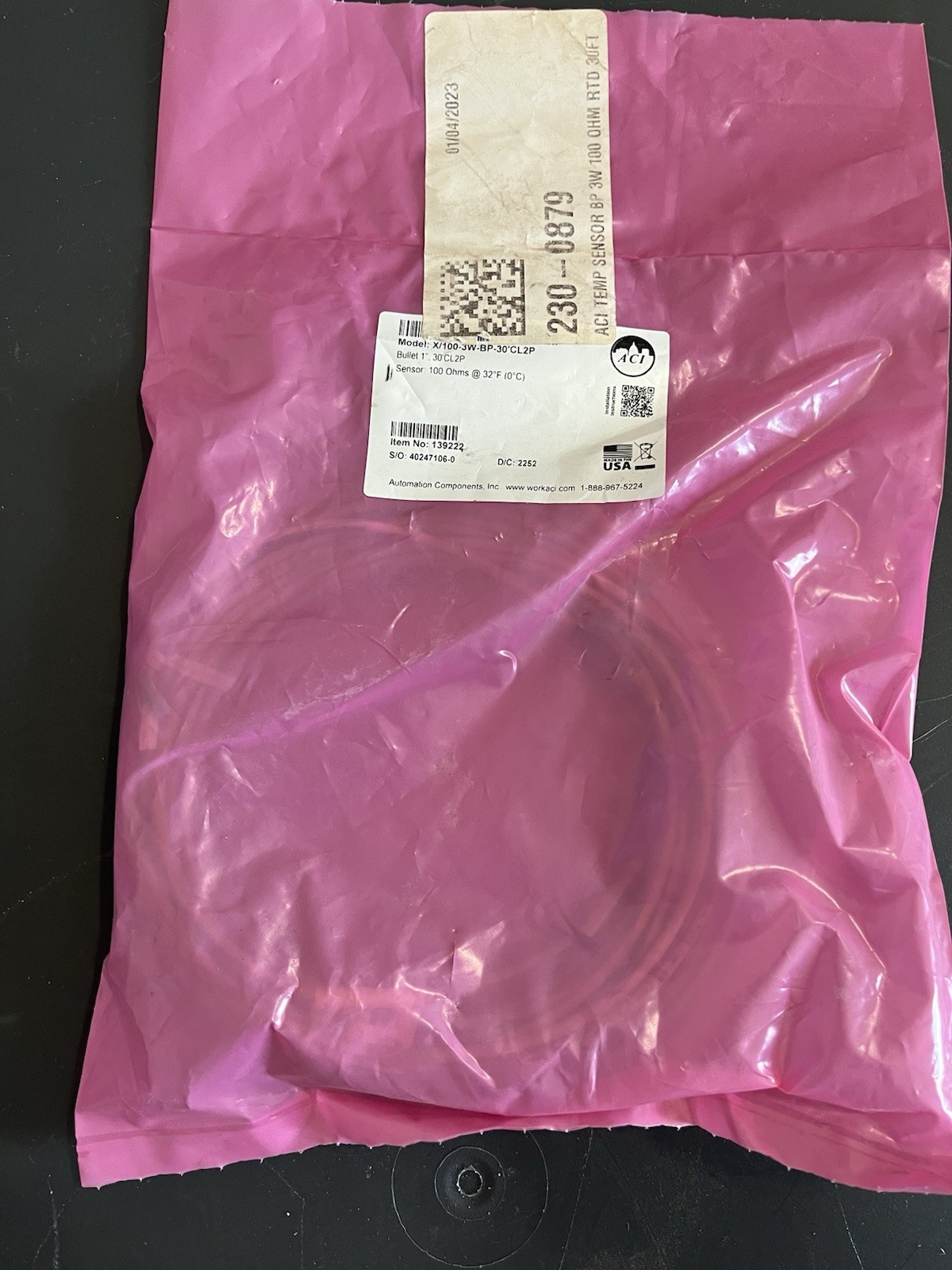 ACI TEMP SENSOR X/100-3W-BP-30’CL2P Sensor: 100 Ohms @ 32°F(0°C)