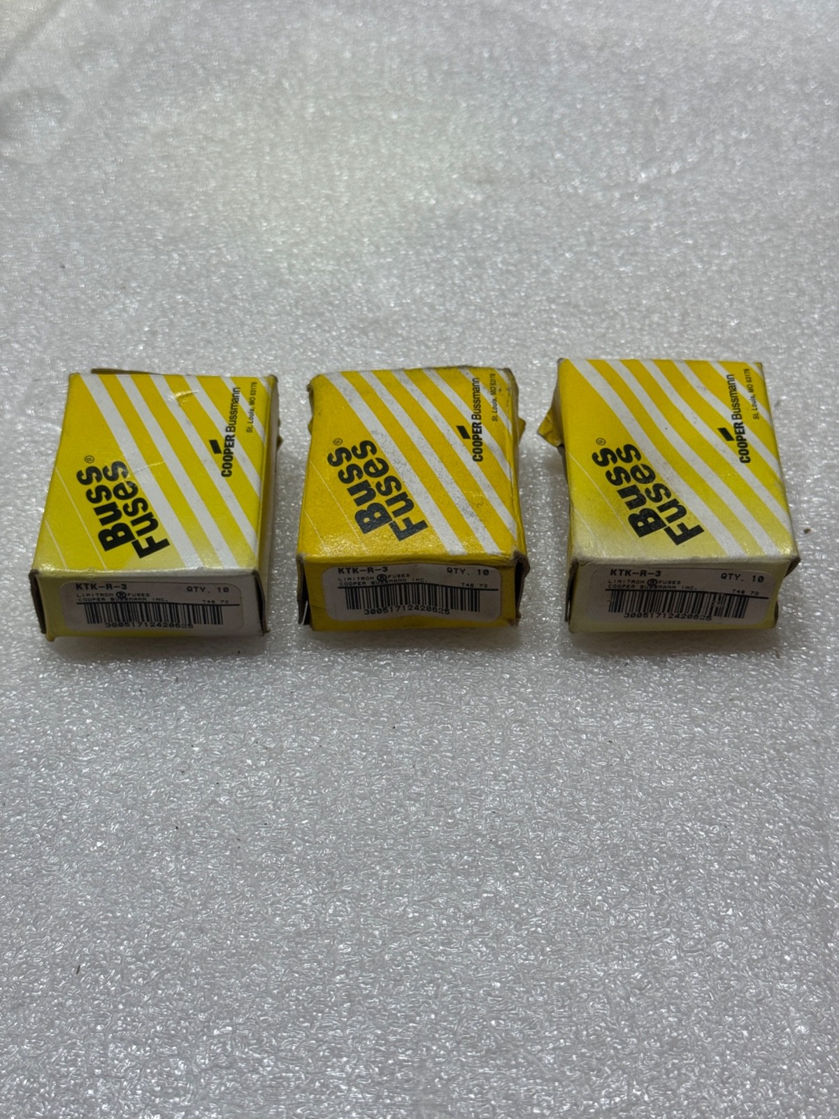 Box of 10 EATON BUSSMANN 3A FAST-ACTING FUSES KTK-R-3