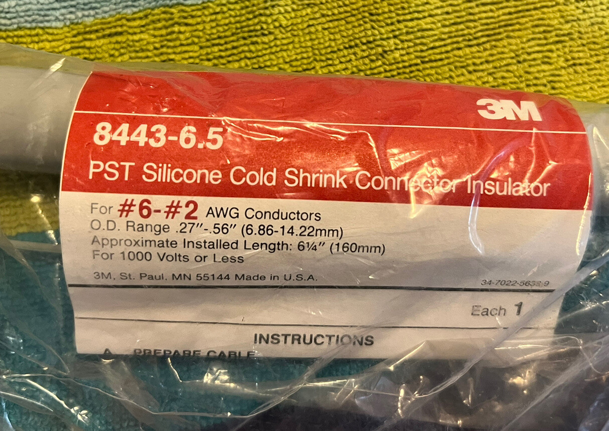 3M 8443-6.5 Shrink Tubing,0.56In Id 3-PK WHITE ,6-1/2In