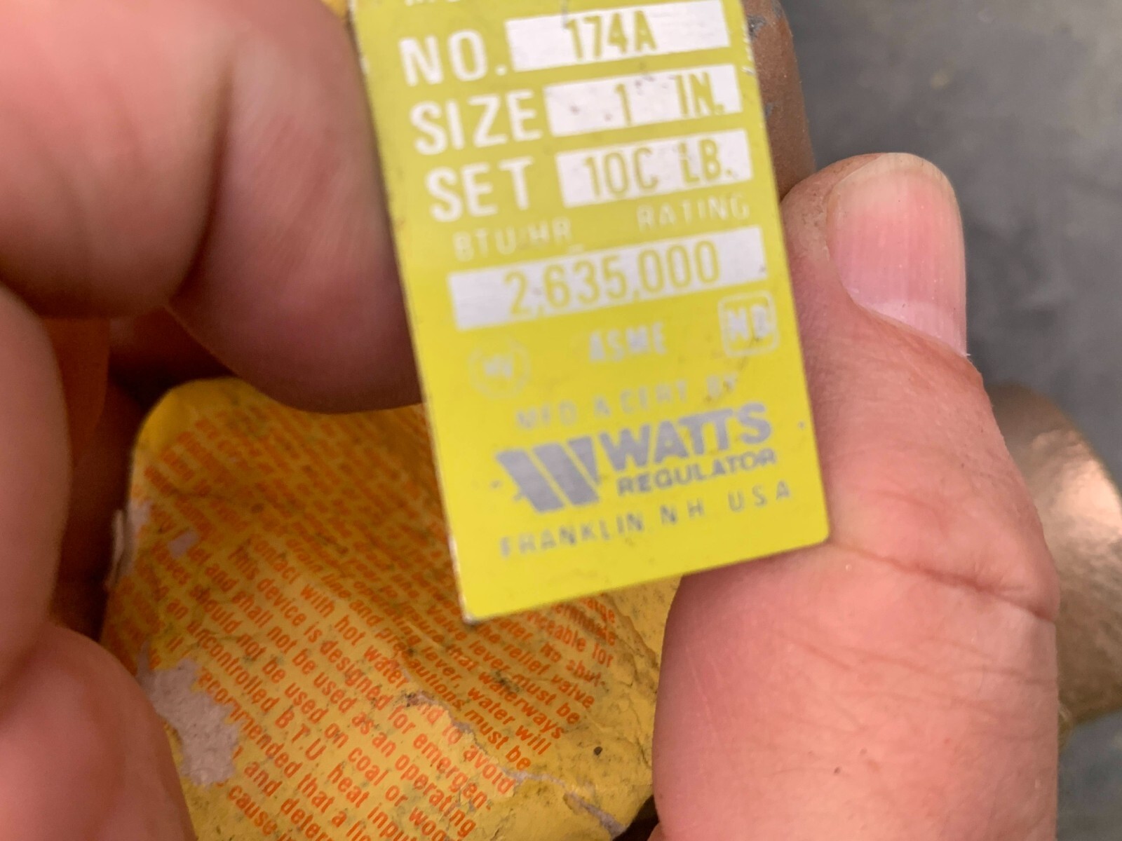 Watts Watts 1″ 10C LB P/N 174A 1″ 10C LB P/N 174A