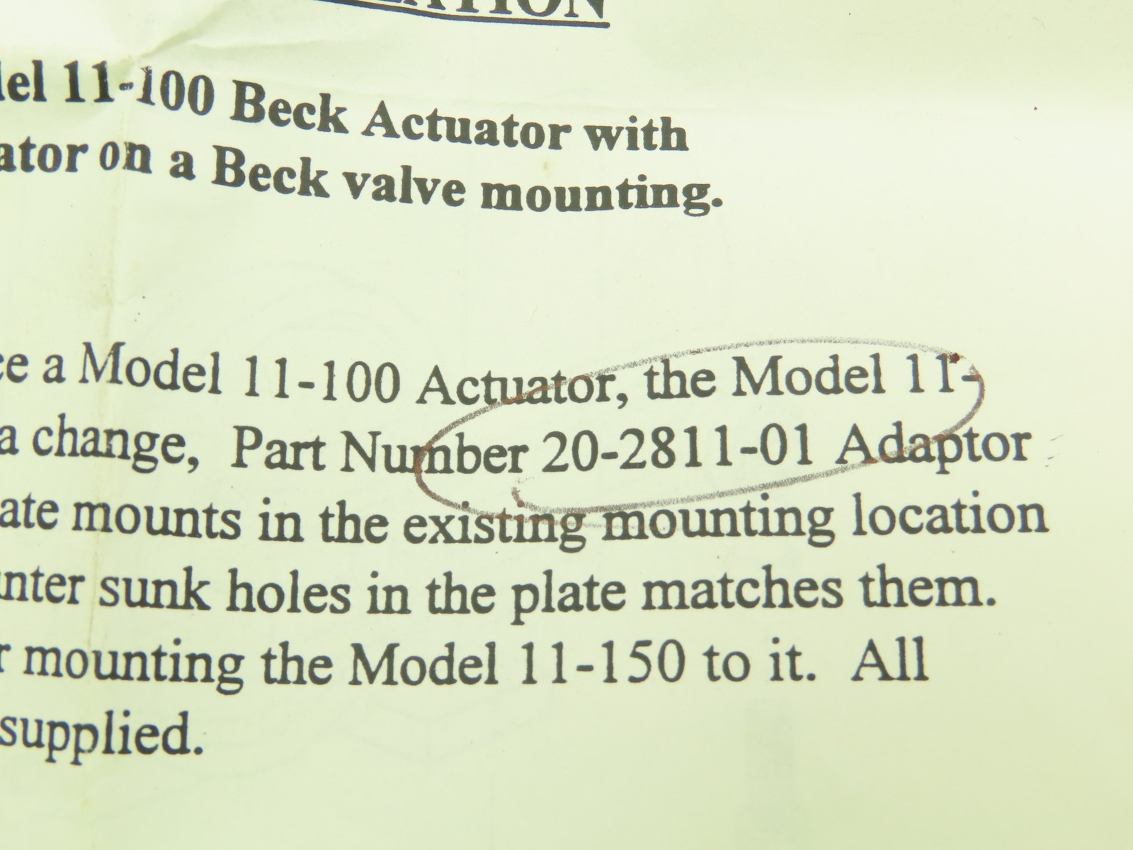 Harold Beck & Sons 20-2811-01 Adaptor Plate Assembly 10-1/8″x 8-3/8″
