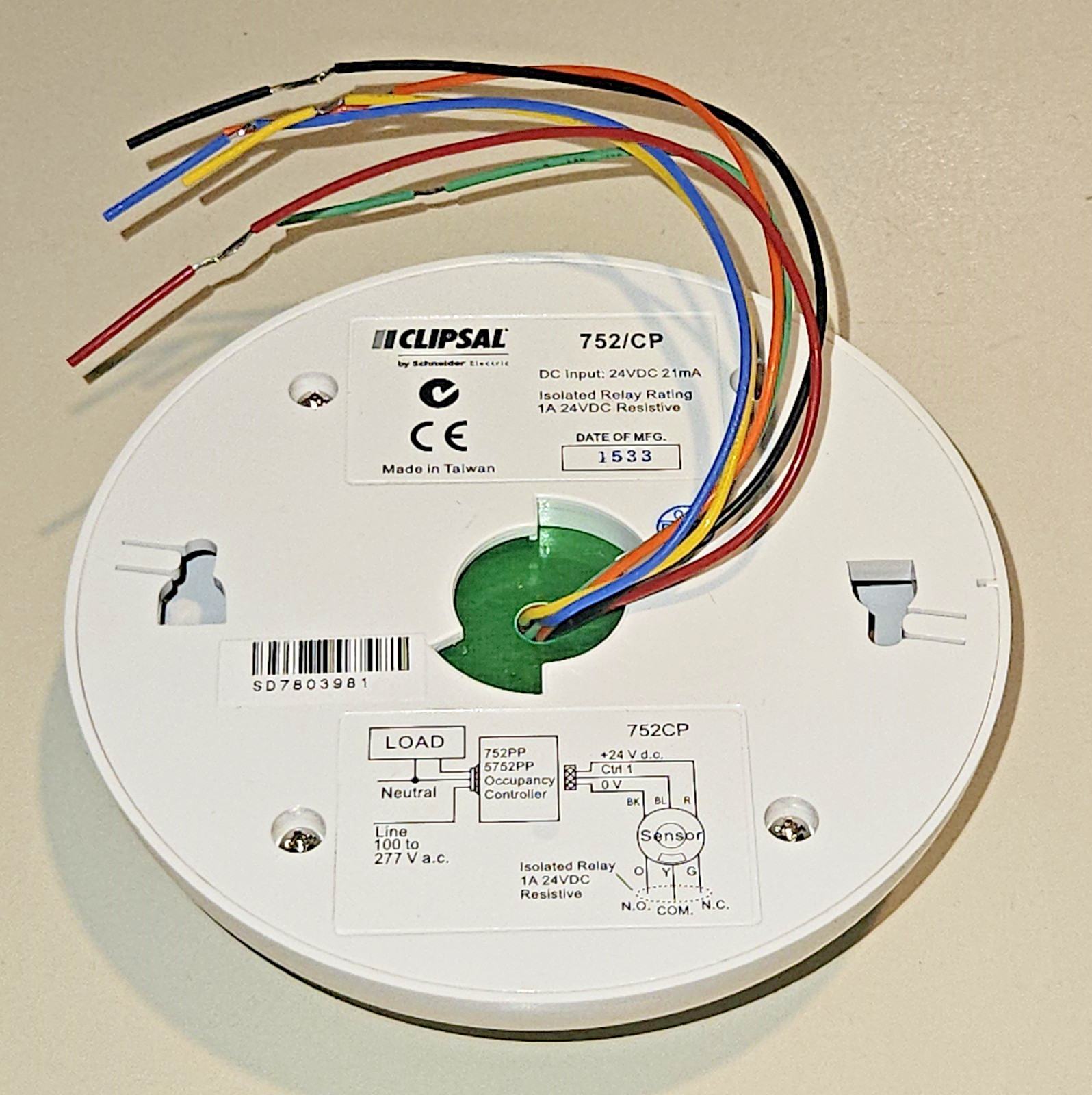 NEW CLIPSAL 752/CP Ceiling Mounted PIR Sensor IP20 White C-Bus 360 Deg