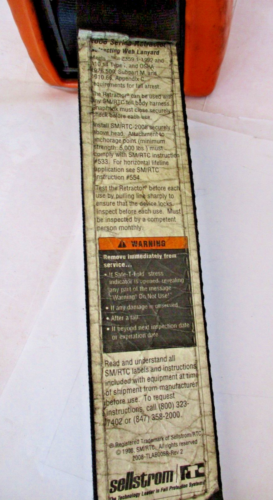 Sellstrom 2008-PH09 Retractor Lifeline 1-3/4″ Poly Web 9 Ft Lanyard A4754IPL