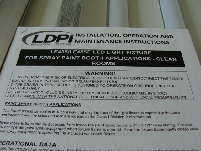 LDPI LED LIGHT FIXTURE LE485-180-V1-A-5-WH 4′ LONG 3 ROW 180W 120-277V RECESSED