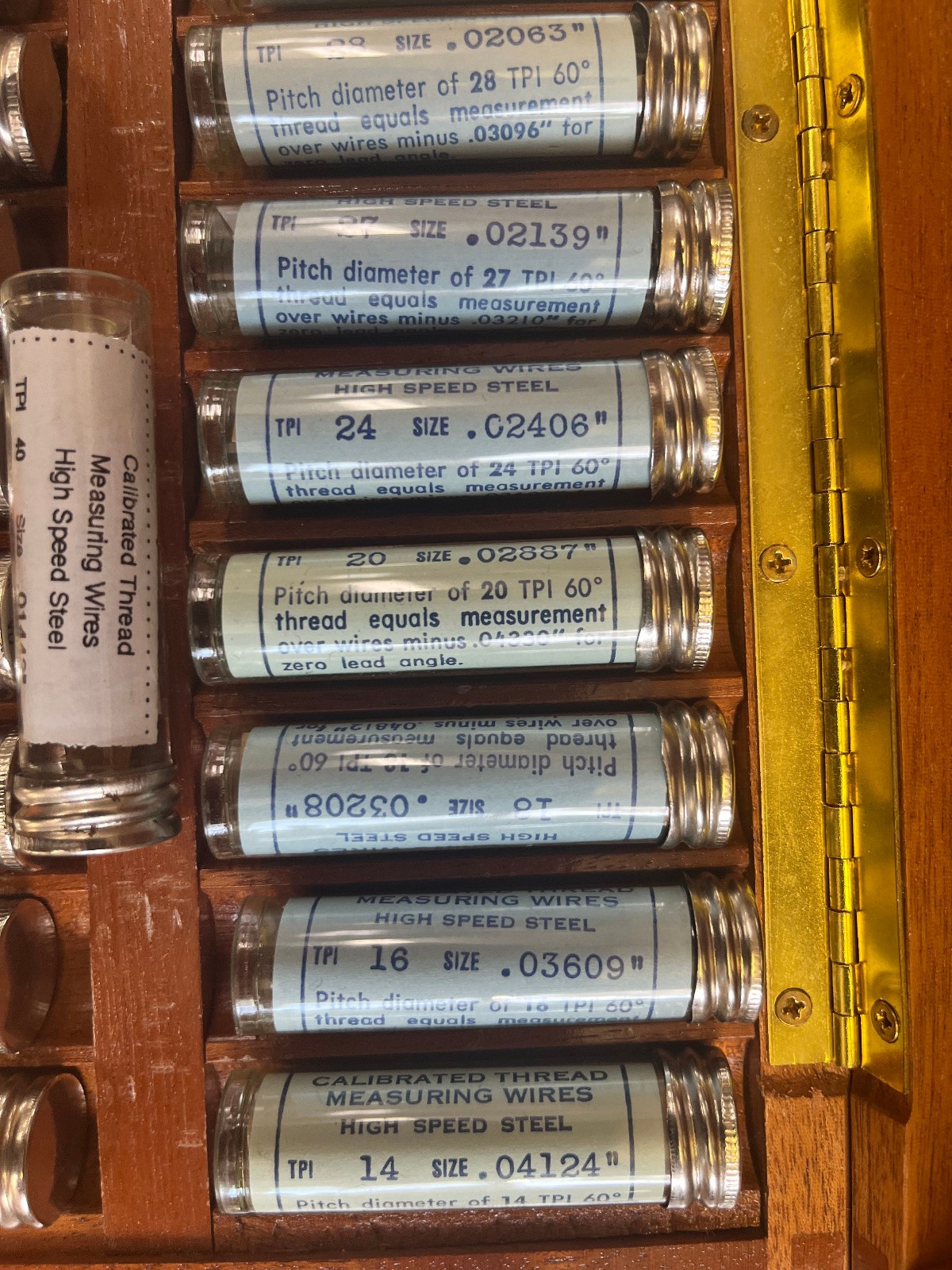 5cc Van Keuren 21 Set Gear Measuring Wires Set Wooden Case