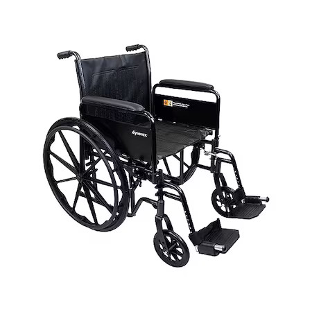First Voice Mds806300d Wheelchair, 300Lb, 18 In Seat, Silver/Black