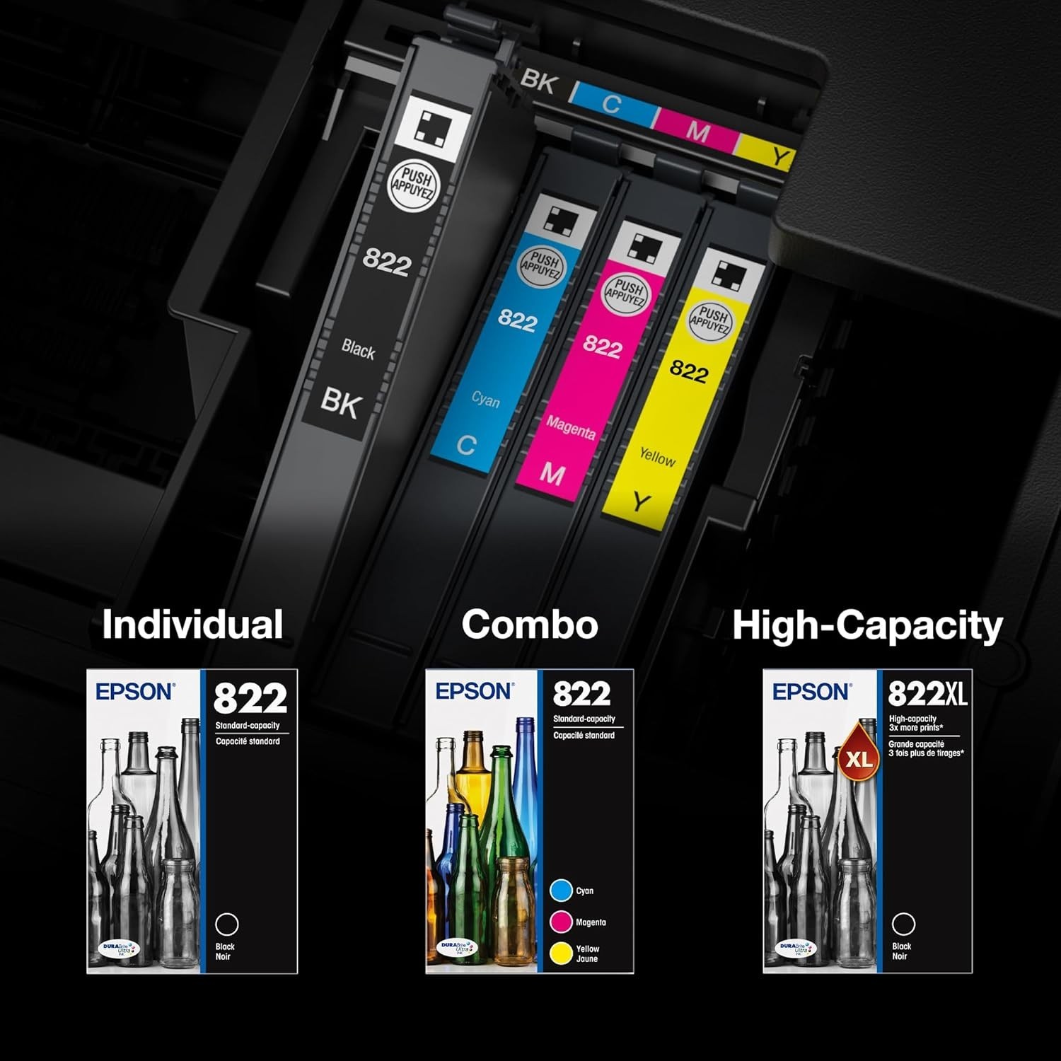 Epson 822 DURABrite Ultra Ink High Capacity Black & Color Cartridge Combo Pack (