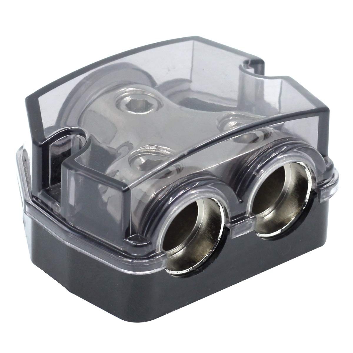 2 Way Power Distribution Block, 0/2/4 AWG Gauge in, 1x0GA+2x0GA, 1x0GA+2x0GA