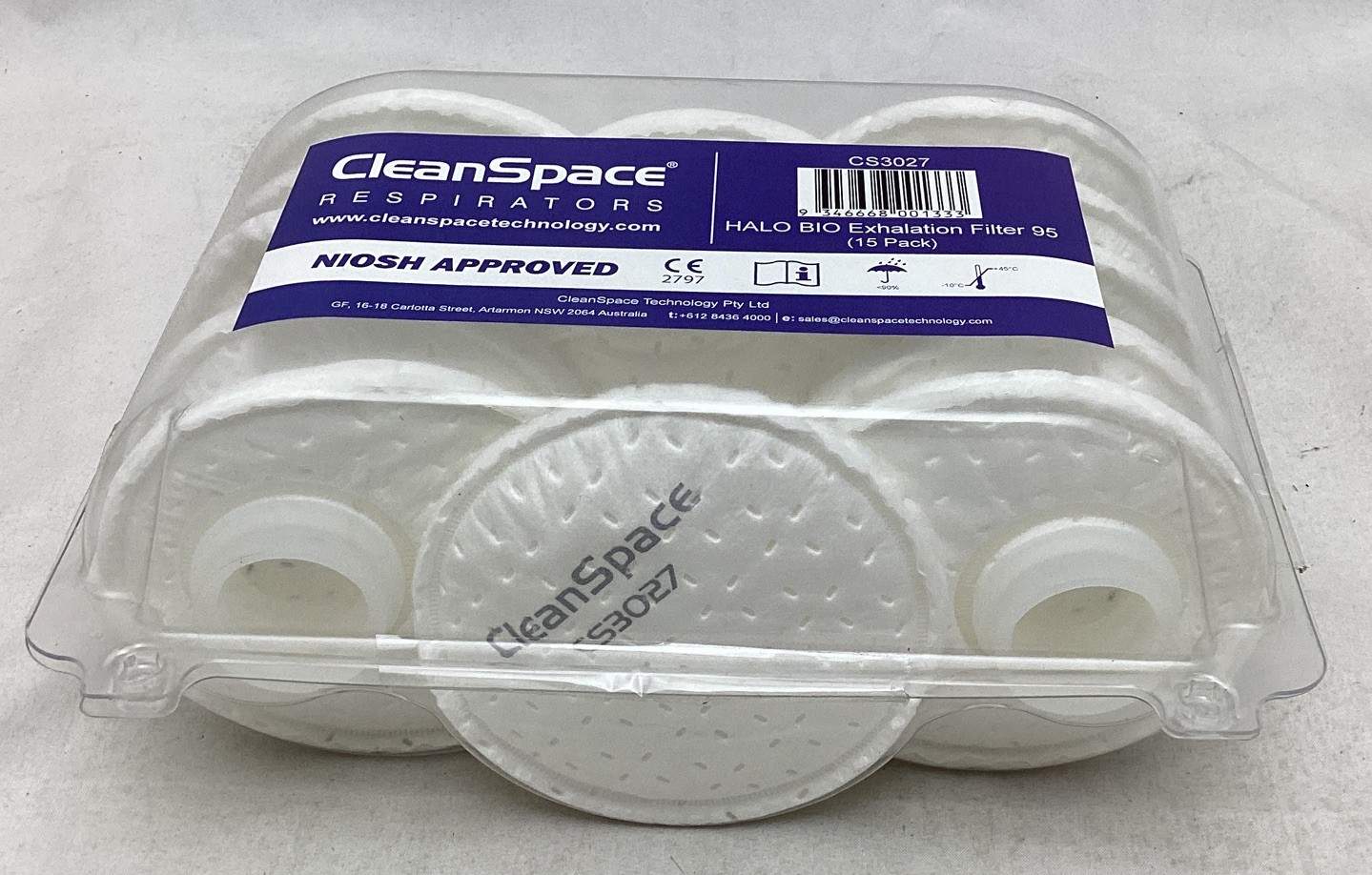 Clean Space Bio Exhalation Filter CS3027 NIOSH Approved (15 Pack)