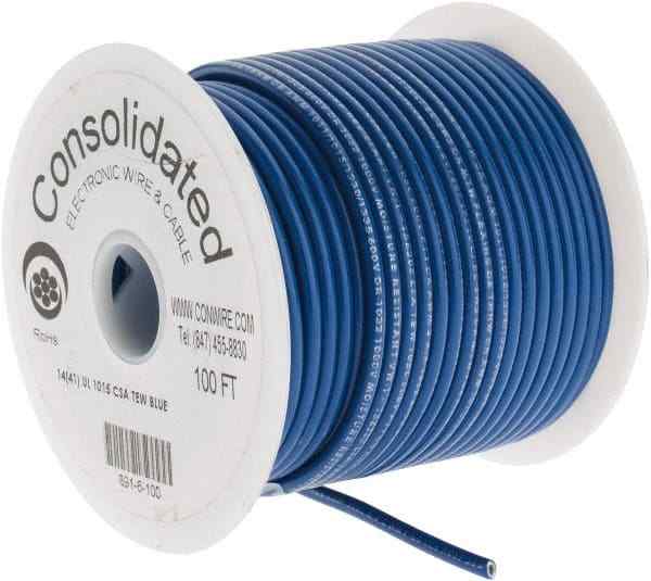 Made in USA 14 AWG, 41 Strand, 100′ OAL, Tinned Copper Hook Up Wire Blue PVC …