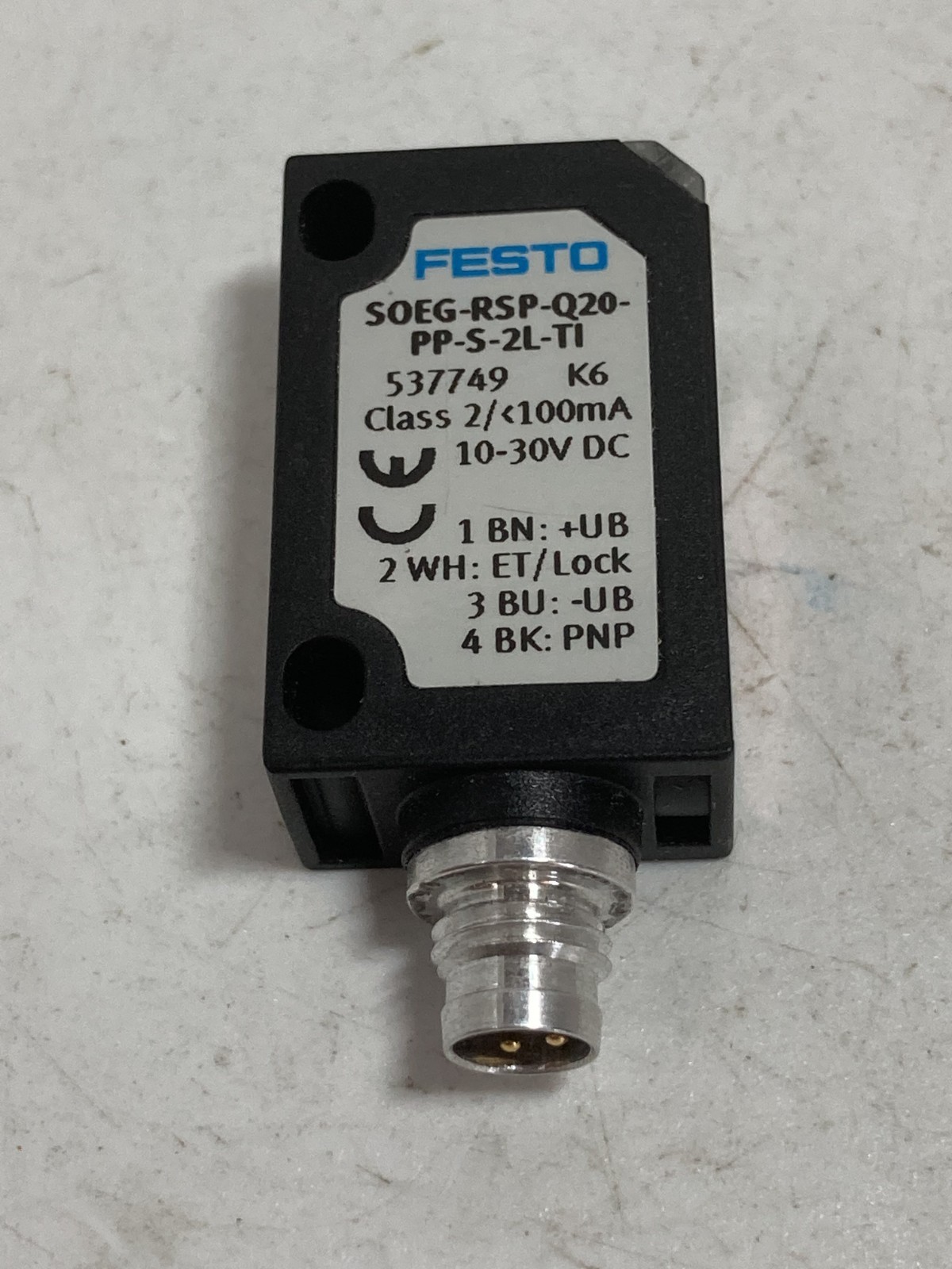 FESTO SOEG-RSP-Q20-PP-S-2L-T1 RETRO-REFLEXTIVE SENSOR 10-30VDC NNB