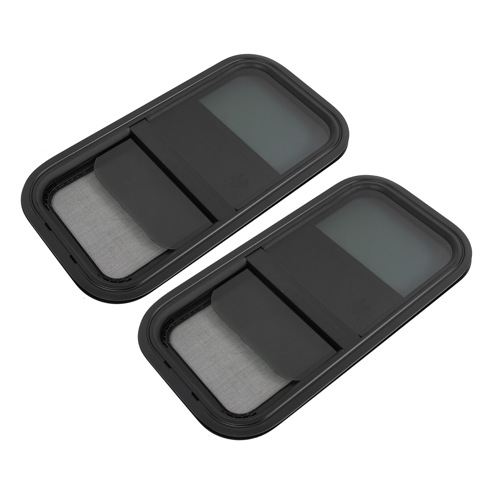 2 Pack 12 x 24 in Wall Vertical Sliding RV Window Cargo Trailer w/ Trim Ring