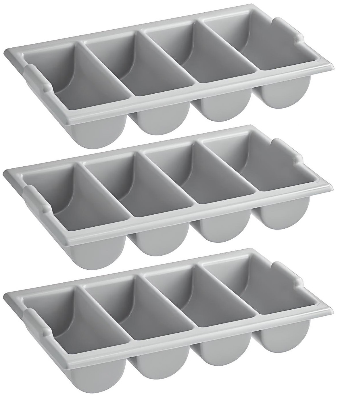 OCS Parts 3-Pack Gray 4-Compartment Cutlery, Silverware and Flatware Bins