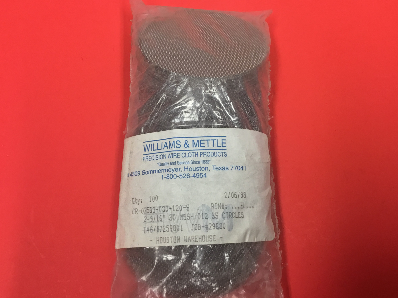 Williams & Mettle – P/N: CR-02563-030-120-S – 2-9/16” – QTY. (100) – NEW