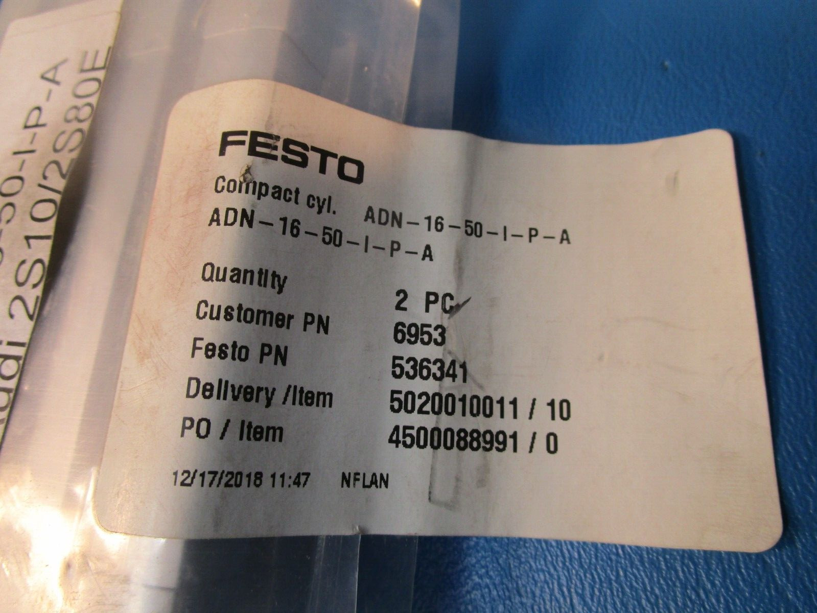 FESTO ADN-16-50-I-P-A, Compact Cylinder, Thread Stroke=50 Mm, Piston Diameter=16