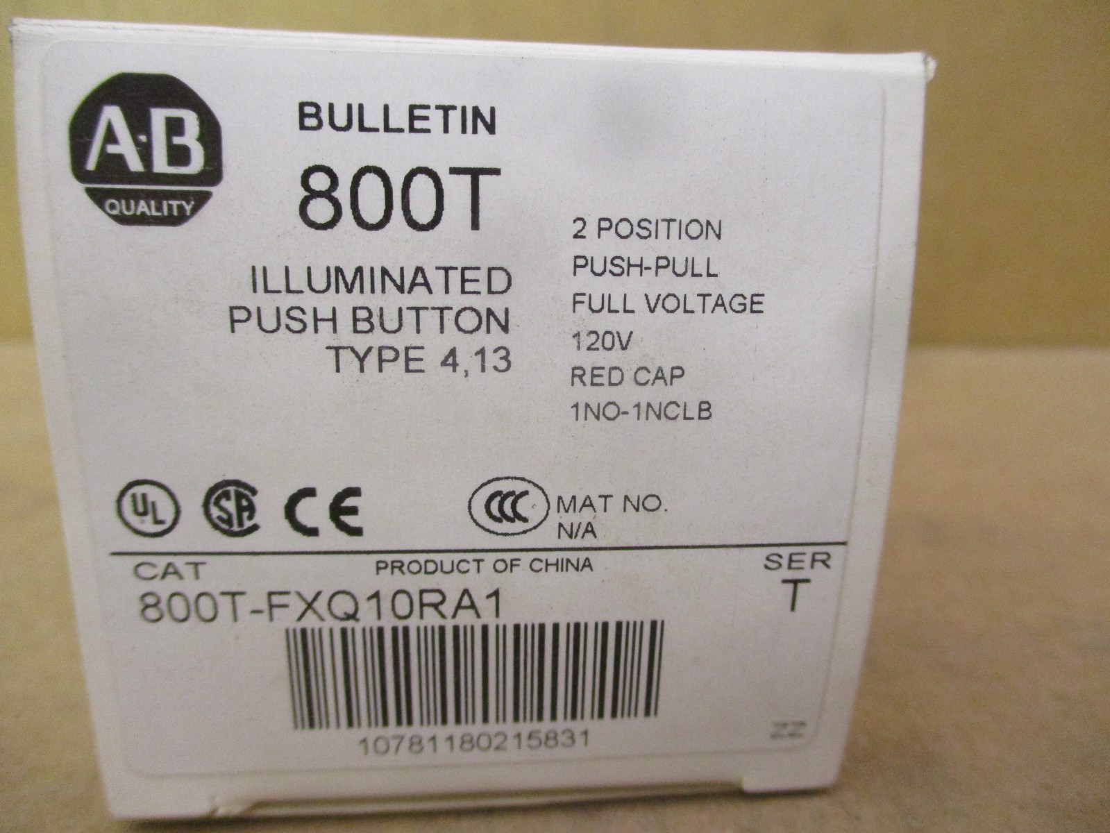New Open Box Allen-Bradley 800T-FXQ10RA1 2 Position Push Button 52764DN