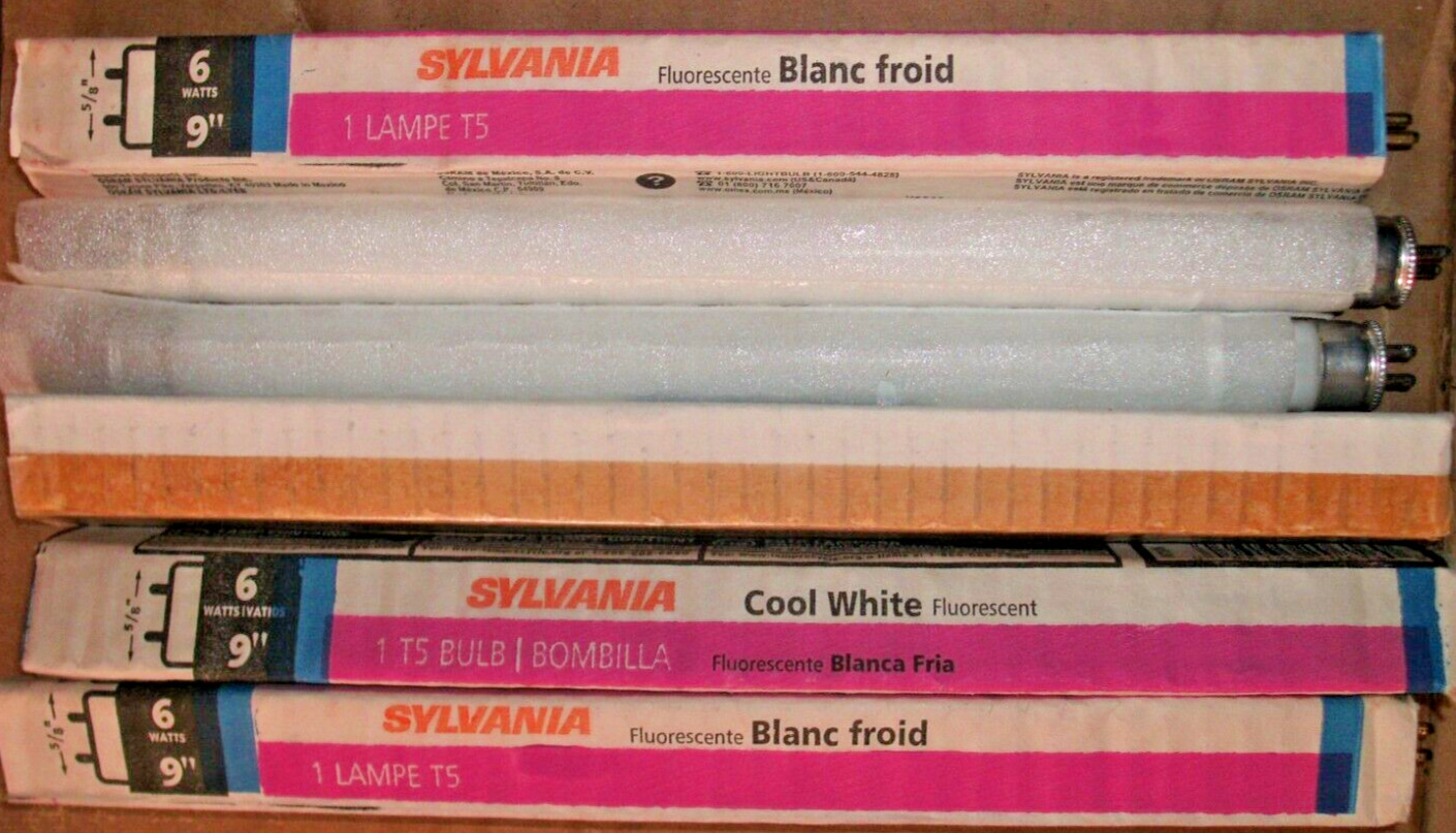LOT OF 14 – SYLVANIA GE F6T5/CW 6W 9″ BI PIN FLUOERESCENT TUBULAR BULB