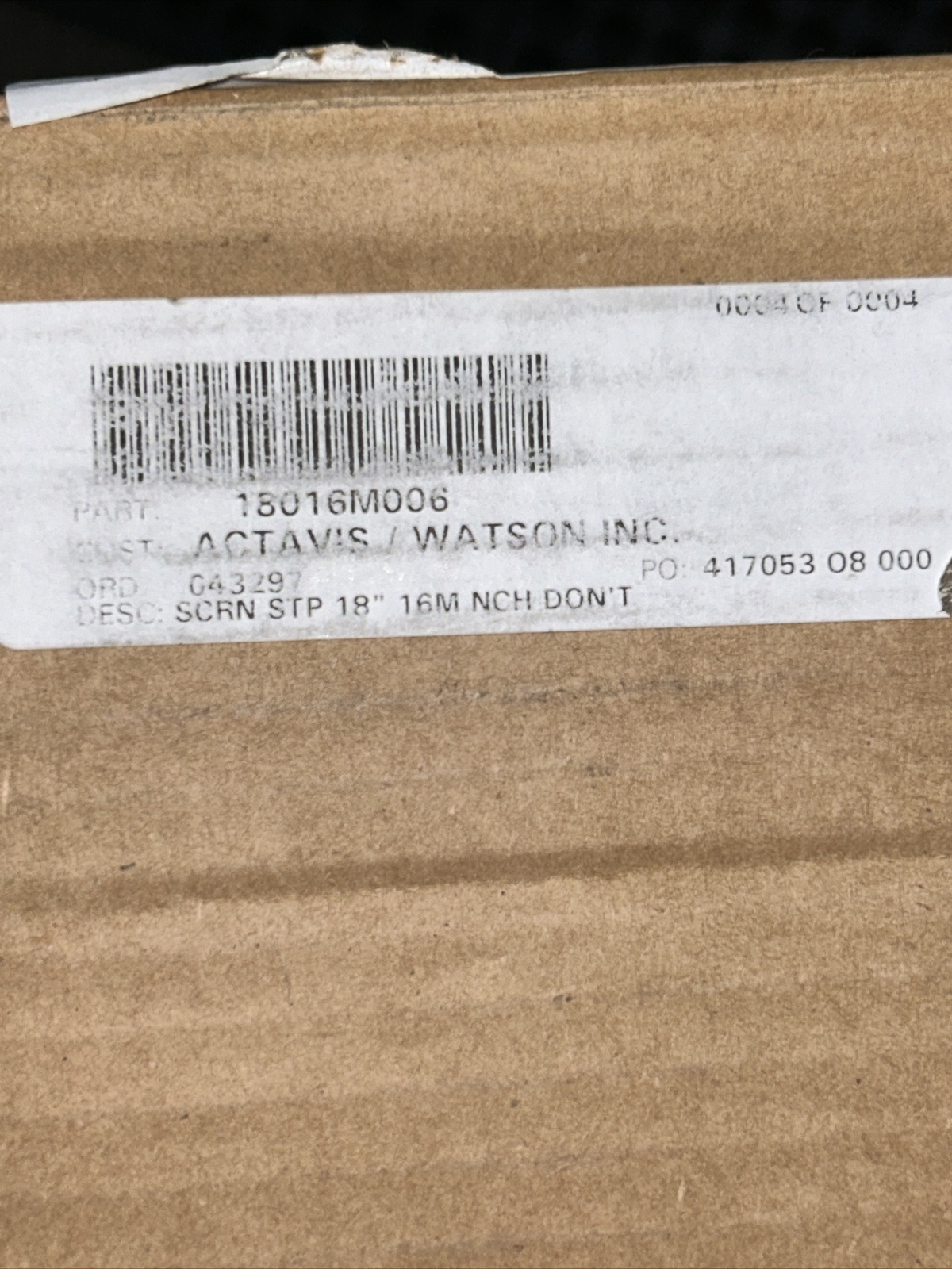 Sweco 18016M006 SCRN STP 18″ 16M NIB Fast Shipping + Warranty