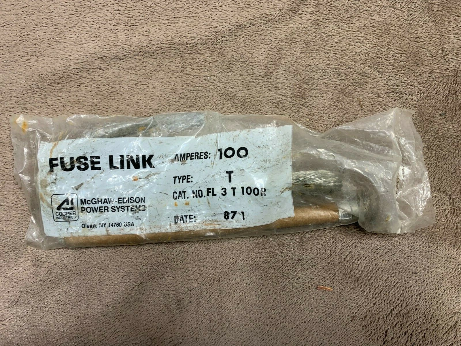 NEW IN BAG MCGRAW-EDISON 100 AMP FUSE LINK FL3T100R