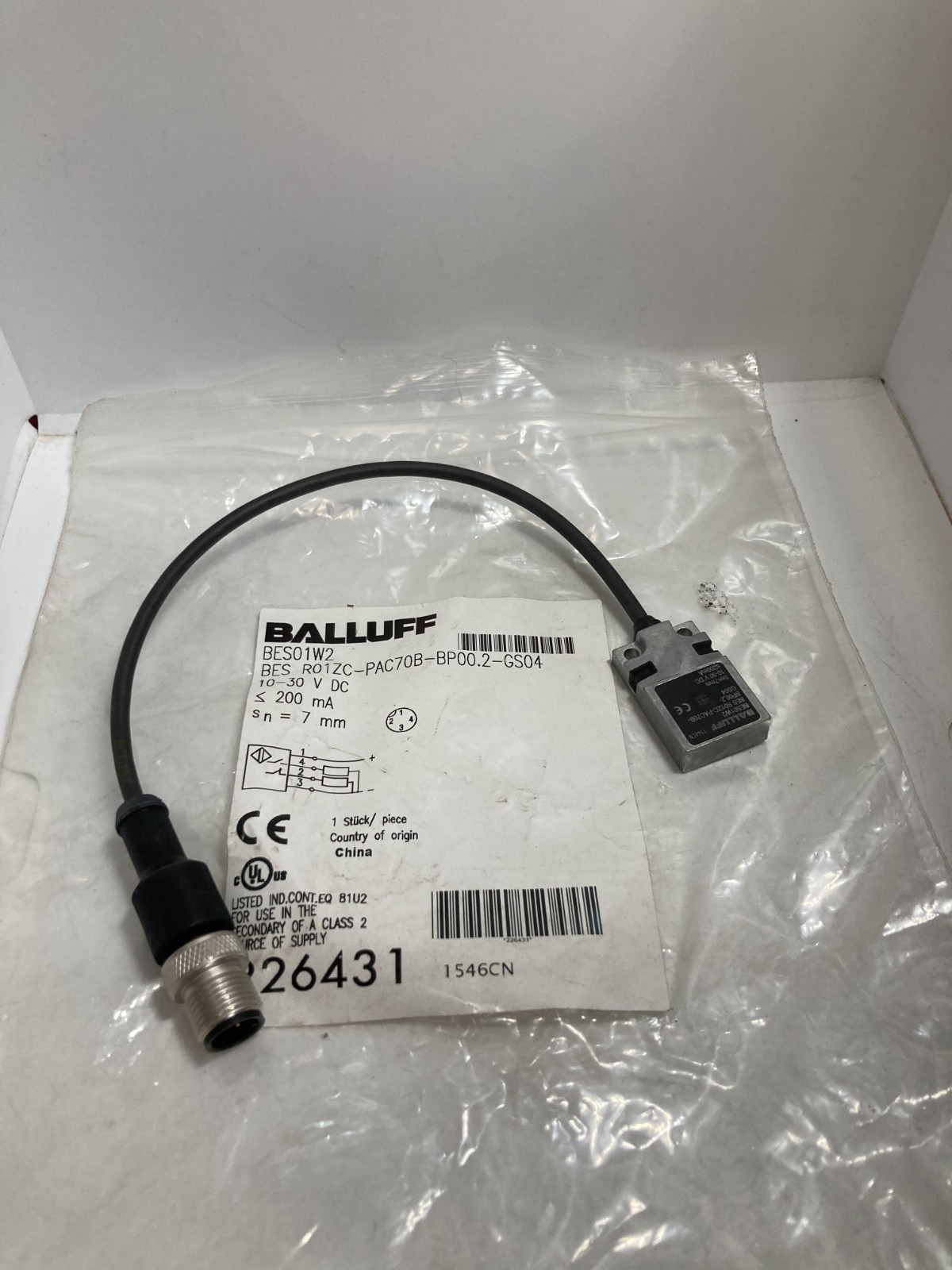 BALLUFF BES R01ZC-PAC70B-BP00.2-GS04 (BES01W2) IND SENSOR 10-30VDC 7MM S NIB