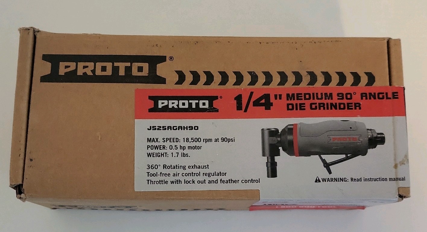 Proto J525AGAH90 1/4″ Pneumatic Air Die Grinder – 90 PSI Max 18,500 RPM 0.5 HP