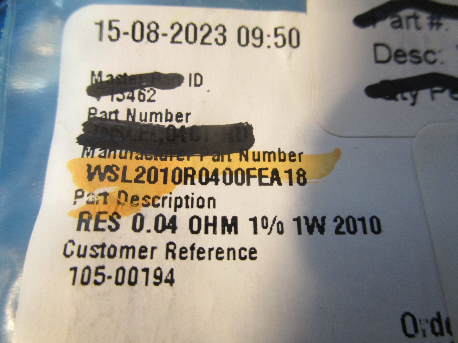 LOT OF 240 Vishay Dale, WSL2010R0400FEA18, RES 0.04 OHM 1% 1W 2010