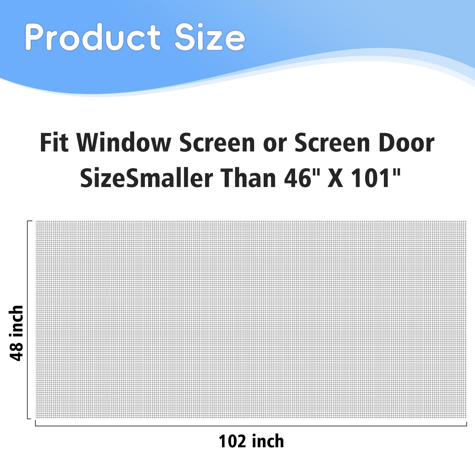 48″x102″ Windows Screen Mesh,Fiberglass Window Mesh, Door Black